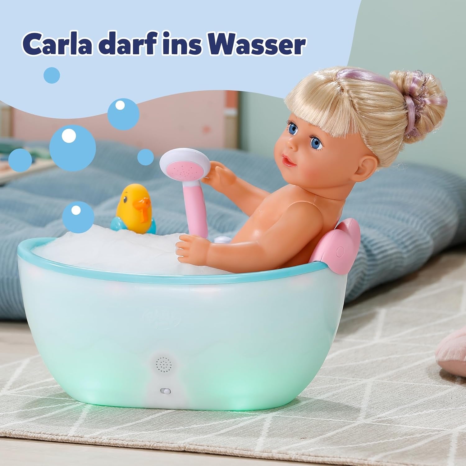 BABY born Carla - păpușă de 43 cm - păr blond de înaltă calitate cu șuvițe - nu necesită baterii - potrivită pentru copii de la 4 ani în sus - include 7 accesorii, roz