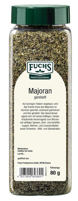- Majoran gerebelt | Mit praktischem Streuaufsatz | Zum Verfeinern von Bohnen- und Linseneintöpfen | 80 g im großen Streuer