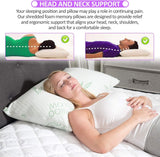 King Size 2 Pack Bamboo Pillow - Pernă de pat pentru dormit, reglabilă cu spumă de memorie mărunțită - spate, burtă, dormitor lateral, capac detașabil, răcire Hotel Down Alternative, King (2 bucăți) Perne standard Naty Shop