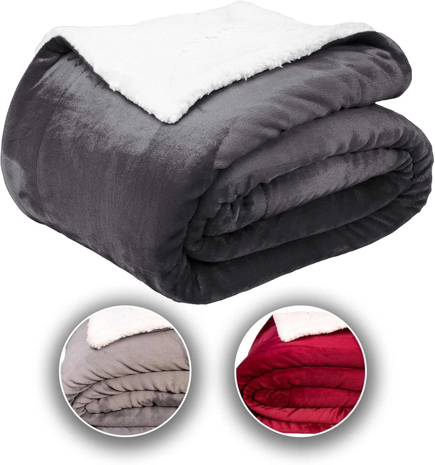 Komfortec pătură confortabilă 150X200 Cm, pătură pufoasă din fleece certificată Oeko-Tex, pătură caldă sherpa pentru canapea, pătură groasă pentru canapea, burgundy Paturi si Cuverturi Besuche den Komfortec-Store Antracit 150 X 200 Cm