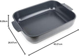Peugeot Appolia Rechteckige Auflaufform Mit Griffen, Keramik, Schiefer / Grau, 8,3X40,5X27,2 Cm, Fassungsvermögen: Ca. 4 L, 60022 Matrite si tavi pentru copt Naty Shop