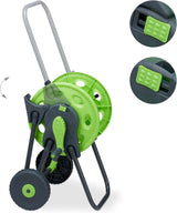Cărucior furtun Relaxdays, rolă mobilă pentru furtun de apă de 45 m, 1/2 inch, grădină, 82,5 x 43 x 34 cm, gri-verde