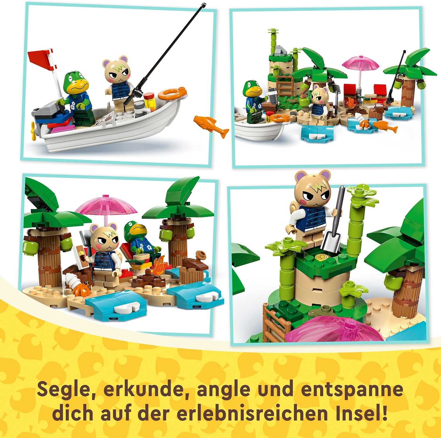 LEGO Animal Crossing Käptens Island Boat Tour, jucărie creativă pentru copii cu 2 minifigurine din seria de jocuri video, inclusiv Huschke, cadou pentru fete și băieți de la 6 ani 77048 Seturi de constructie Besuche den LEGO-Store