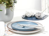CreaTable, 21016, seria Modern Scandic albastru-gri, set de veselă cu 16 piese, serviciu combinat din gresie, potrivit pentru mașina de spălat vase și cuptorul cu microunde, producție de calitate