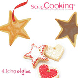 Scrapcooking – 4 markere pentru piese: auriu, ciocolatiu, alb și roșu – pixuri decorative comestibile pentru scris și desenat pe deserturi, prăjituri și biscuiți