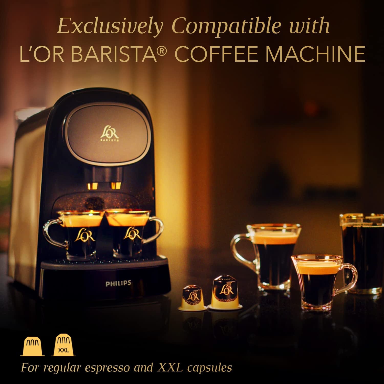 L'OR Barista Kaffeekapseln Ristretto, exklusiv für L'OR Barista Maschinen, 5er Pack, 5 x 10 Kapseln