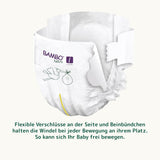 Scutece Bambo Nature pentru bebeluși, mărimea 1 (2-4 kg), cutie lunară de 132 bucăți | Scutece premium cu protecție îmbunătățită împotriva scurgerilor | Confort și libertate supreme pentru nou-născuți | Scutece testate dermatologic