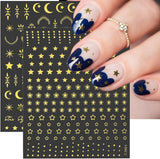 coli de autocolante pentru unghii cu stele și lună aurie, aripi de înger, autocolante pentru unghii bronzante, aurii, stele, folie de unghii, autocolante autoadezive pentru unghii, accesorii pentru design unghii, autocolante pentru unghii
