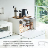 Yamazaki 4352 TOWER Coș pentru pâine, alb, oțel, minimalist, 40 x 34,5 x 24 cm Cutii depozitare alimente Naty Shop