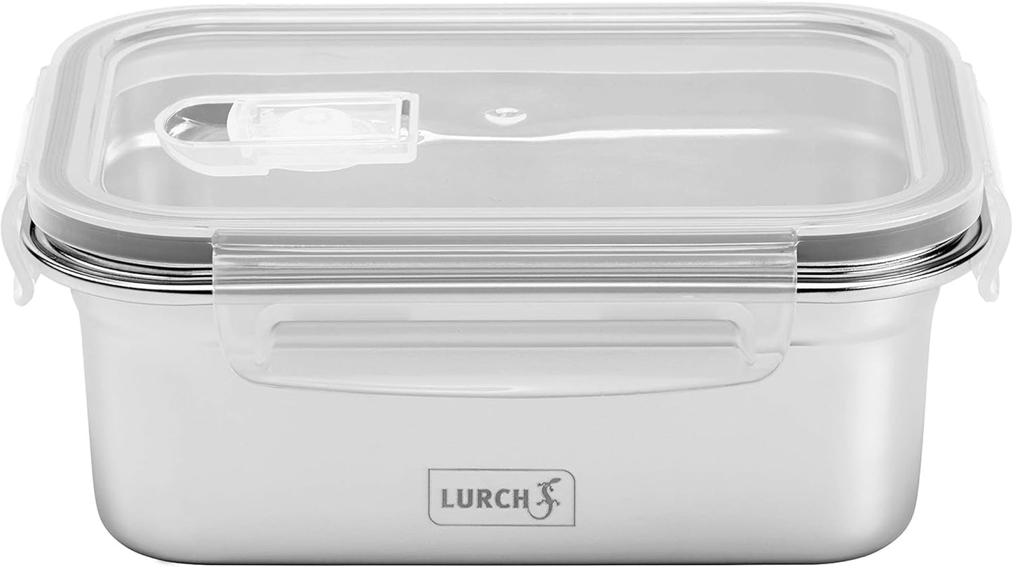 Lurch 240895 Cutie de prânz Cutie de siguranță/de depozitare din oțel inoxidabil de înaltă calitate cu capac din plastic fără BPA 2000ml, transparent Cutii depozitare alimente Naty Shop 800ml