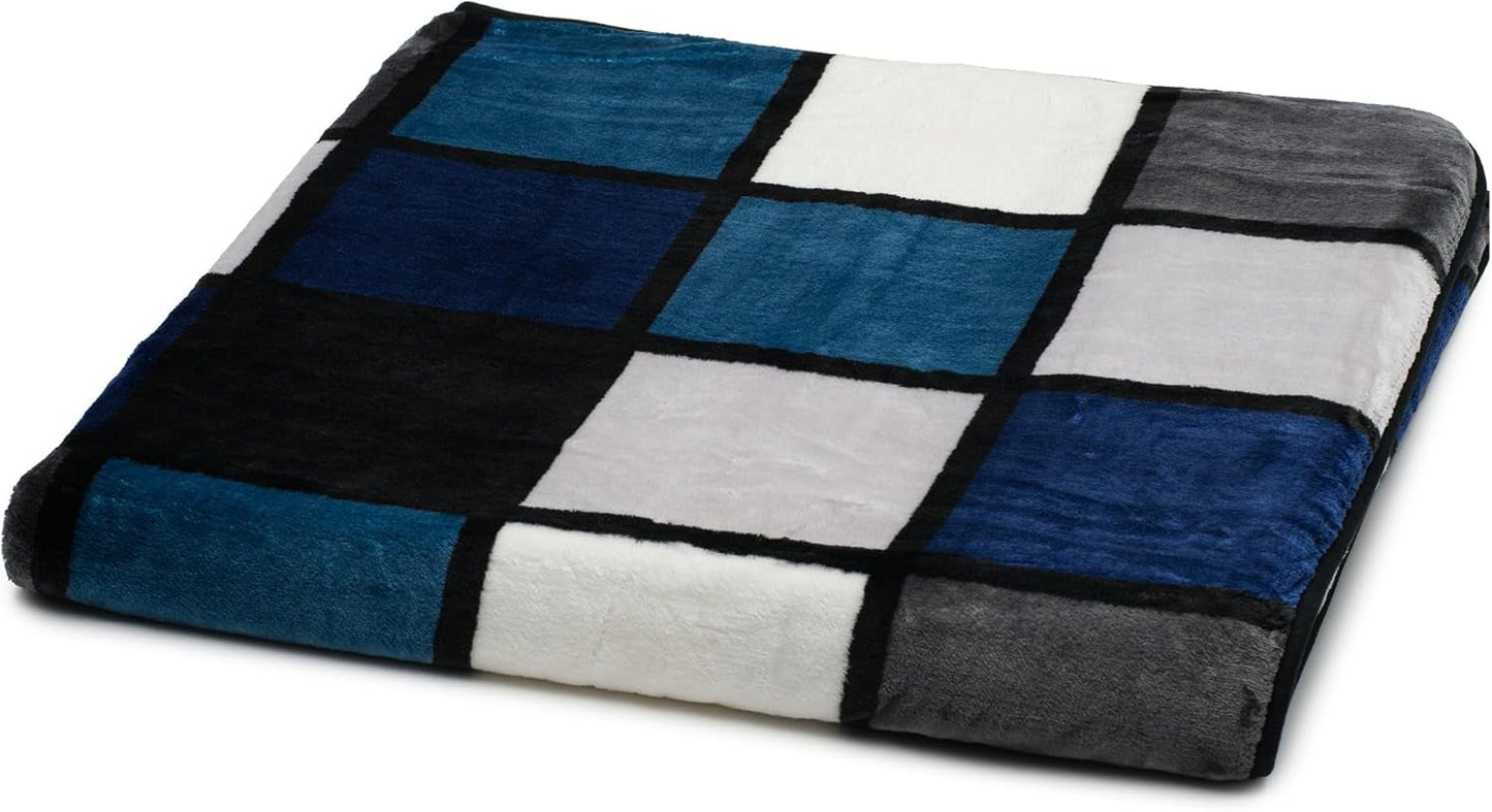 Gözze - Pătură moale și confortabilă, senzație de cașmir, greutate mare a țesăturii 500 G/M², Antigua, 150 X 200 Cm - Muștar/Negru/Alb Paturi si Cuverturi Besuche den GÃ¶zze-Store Albastru/argintiu/alb