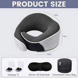 Pernă pentru gât, pernă de călătorie din spumă de memorie, pernă pentru gât din spumă de memorie, design ergonomic, cu mască pentru ochi, 2 dopuri de urechi și pungă de depozitare, perfectă pentru a dormi pe drum atunci când călătoriți Perne ortopedice cervicale Naty Shop