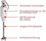 ESGE Zauberstab P 200 Profi, Stabmixer Weiß Inkl. Zubehör, Bis Zu 17.000 U/Min, 90860, Weiß/Grau Bucatarie Naty Shop