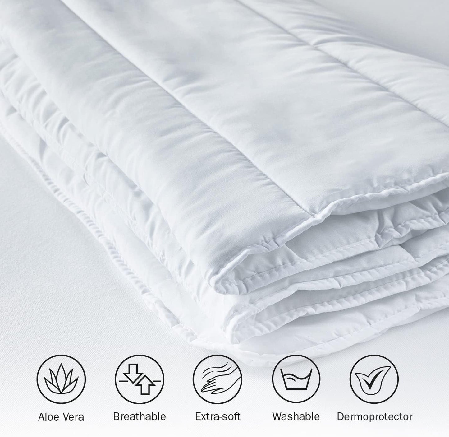 Pikolin Home plapuma, fibra, alb, Cama 135/140-220 X 220 Cm, 2 Plapumi si pilote Naty Shop