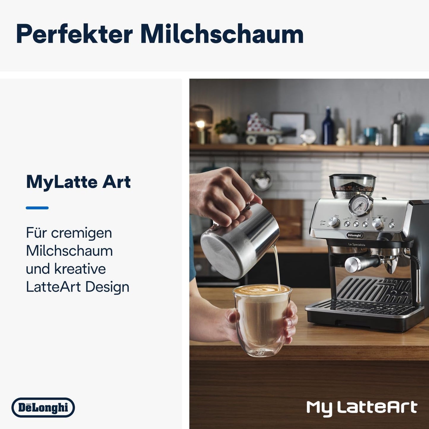 Espressor portafilter De'Longhi La Specialista Arte EC9155.MB cu râșniță, 8 setări de măcinare, presiune 15 bar, 3 setări de temperatură, spumator de lapte, 1550W, rezervor de 1,7L, oțel inoxidabil/negru, inclusiv kit barista