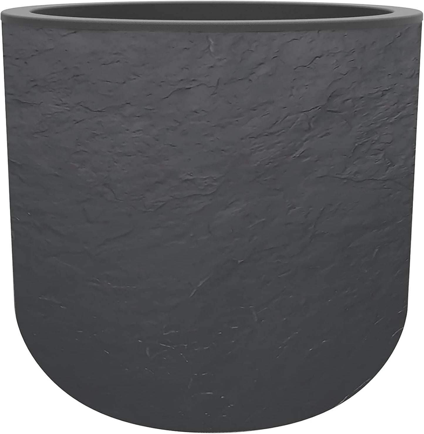 - Ghiveci rotund, 40 cm, Volcania'Up 32,5 l, aspect piatră, perete simplu, zonă rezervor apă, Ø 38,5 x Î. 36,8 cm, gri antracit