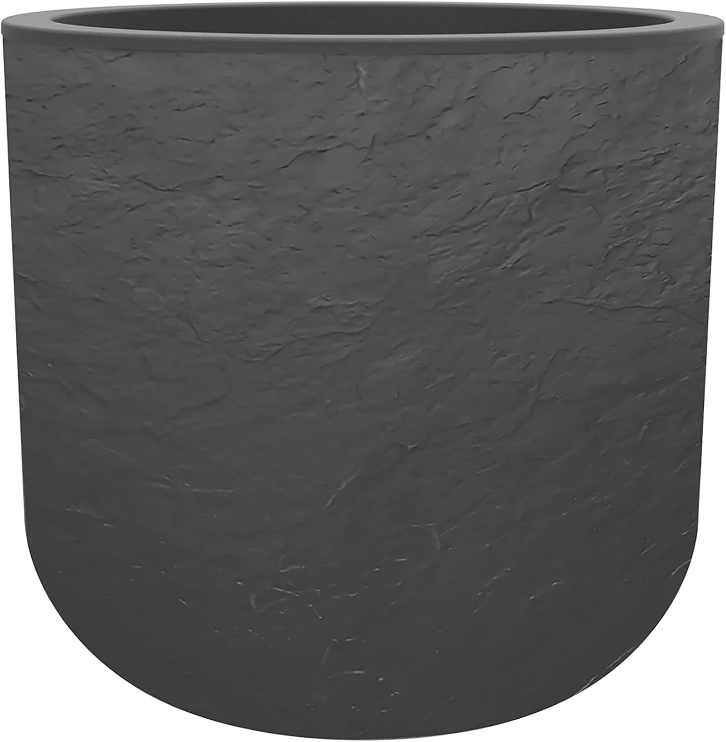 - Ghiveci rotund, 40 cm, Volcania'Up 32,5 l, aspect piatră, perete simplu, zonă rezervor apă, Ø 38,5 x Î. 36,8 cm, gri antracit