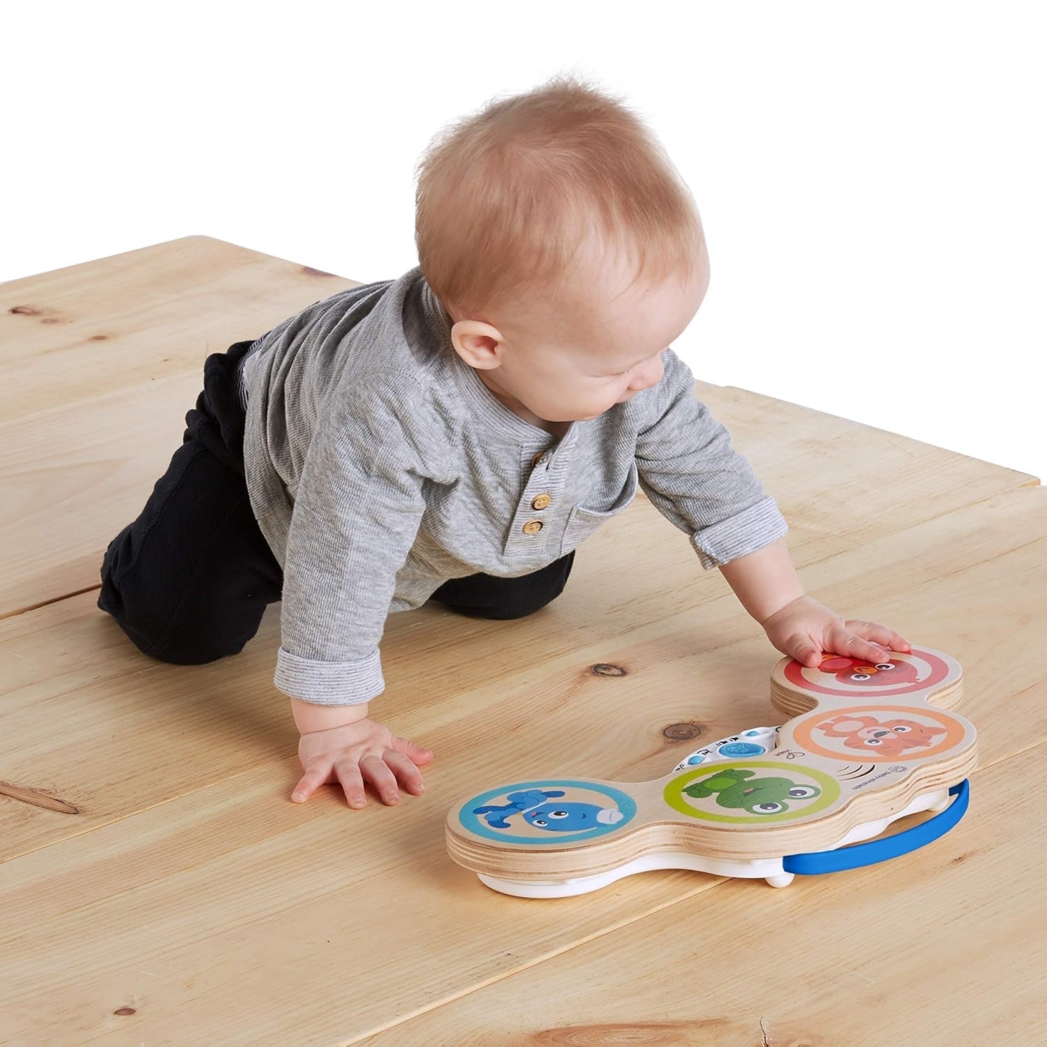 Jucărie muzicală Baby Einstein Magic Touch cu tambur din lemn, pentru vârsta de 6 luni și mai mult & Hape Penguin Musical Wobbler , Wobbling Melody colorat, Roly-Poly Toy pentru copii de 6 luni și mai mult Jucarii Bebe Naty Shop