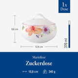 Villeroy & Boch - Zahărniță Mariefleur, Culori Asortate, Se poate spăla în mașina de spălat vase, Se poate pune în cuptorul cu microunde, Zahărniță cu Capac, Recipient pentru zahăr, Depozitare, Accesoriu pentru cafea, Veselă florală, Porțelan Premium