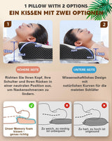 Pernă pentru dureri de gât, pernă ergonomică ortopedică pentru gât, pernă din spumă de memorie pentru părți, spate și abdomen, pernă anti-sforăit pentru bărbați femei (62 * 34.5 * 12/8CM) Perne ortopedice cervicale Naty Shop