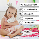 Lenjerie de pat pentru fetite, Unicorn, 100 x 135 cm si 40 x 60 cm, bumbac Lenjerie de pat - copii Naty Shop
