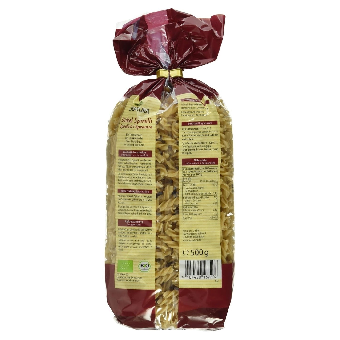 Spireli din spelta organică, 500g (ambalajul poate varia)