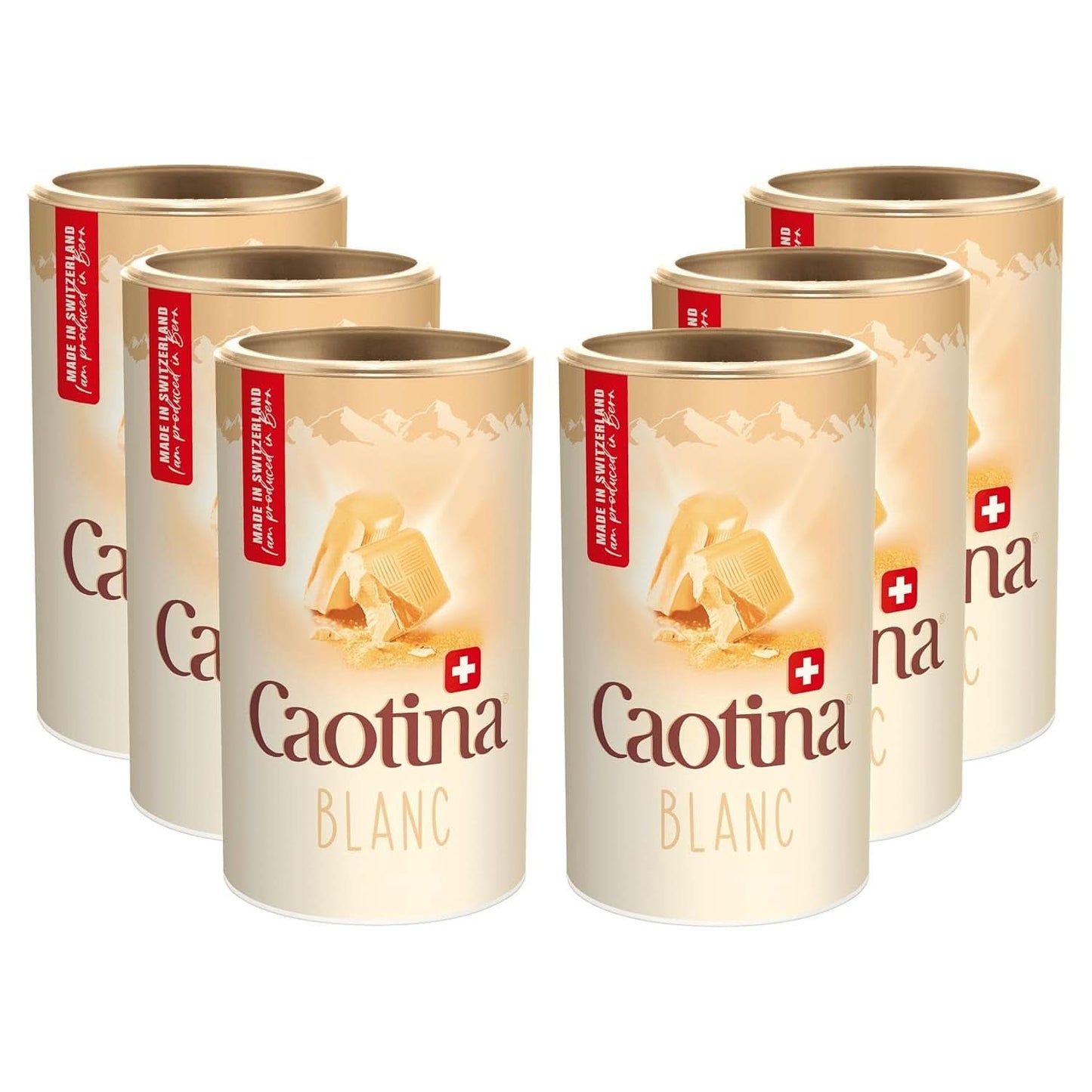 Caotina, pudră de cacao pentru ciocolată caldă cu ciocolată albă elvețiană - cea mai fină cacao durabilă și certificată (6 X 500grame) Cacao si Ciocolata Calda Naty Shop 6 x 500 grame