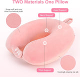 TALLGO Travel Neck Pillow, cea mai bună pernă de avion din spumă de memorie pentru tetieră, pernă moale reglabilă pentru avion, mașină și casă, roz Perne ortopedice cervicale Naty Shop