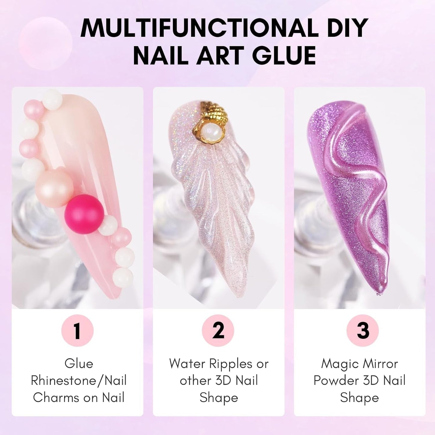 Gel adeziv pentru strasuri Makartt - Set de adeziv UV pentru unghii 15ml cu brelocuri roz pentru unghii, bijuterii pentru unghii în formă de inimă și cerc și accesorii pentru designul unghiilor, pentru manichiură acasă, cadou de Ziua Îndrăgostiților