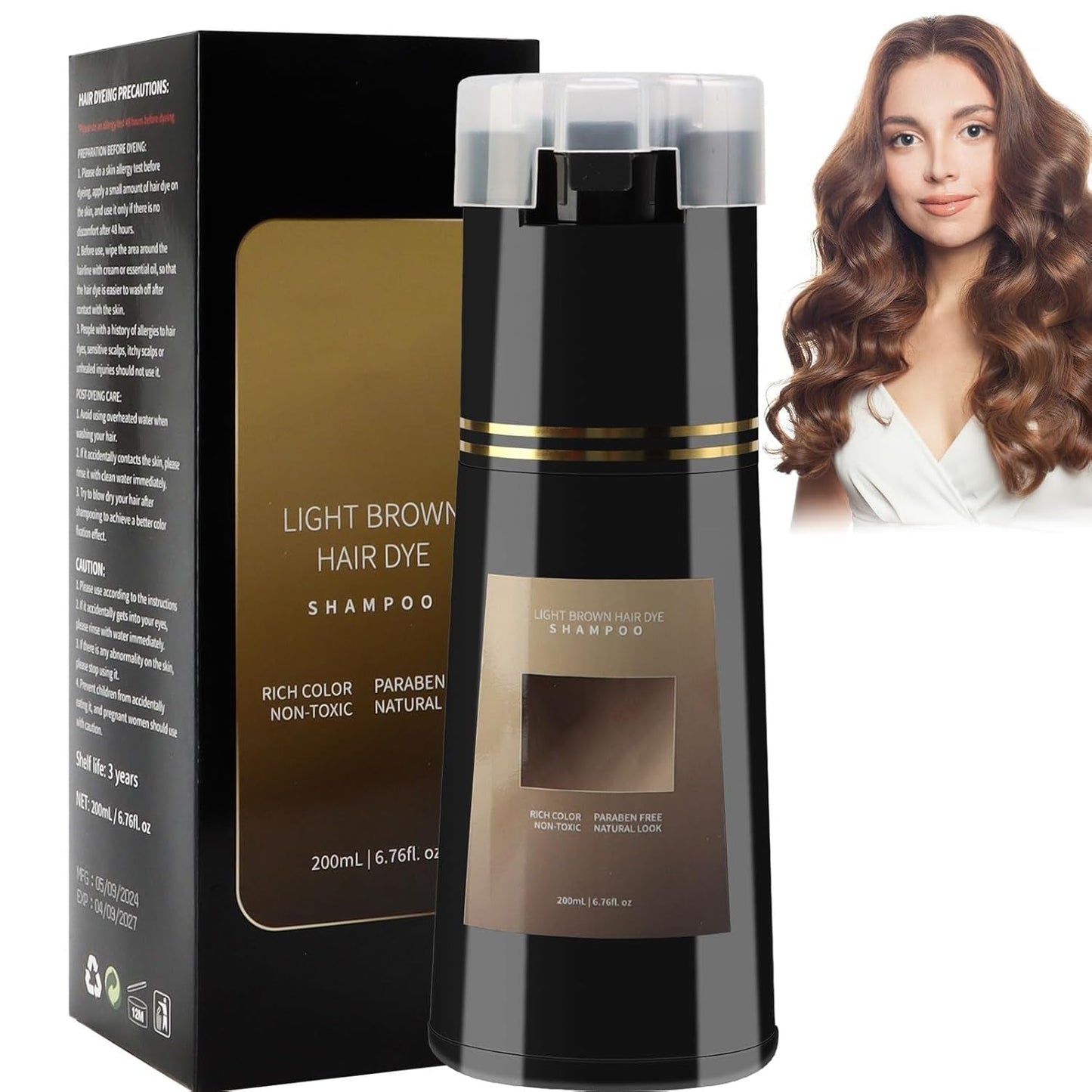 Șampon colorant pentru păr, șampon colorant instant 3 în 1, șampon colorant instant pentru îngrijirea părului, șampon colorant pentru păr negru, șampon colorant pentru păr (maro deschis) Vopsea pentru par Naty Shop Titlu implicit