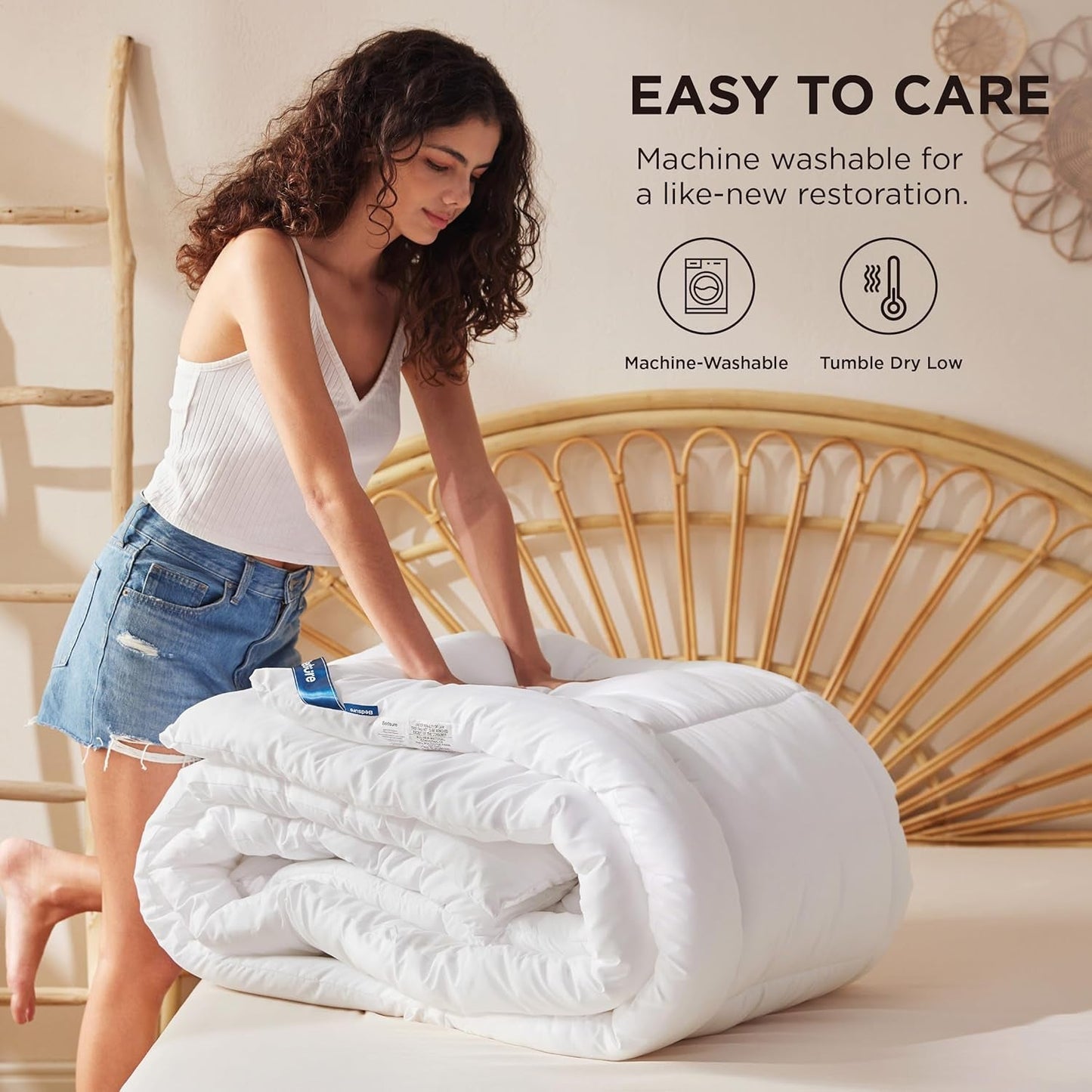 BEDSURE Cuvertură matlasată Full/Queen (88"X88") Alb Plapumi si pilote Naty Shop