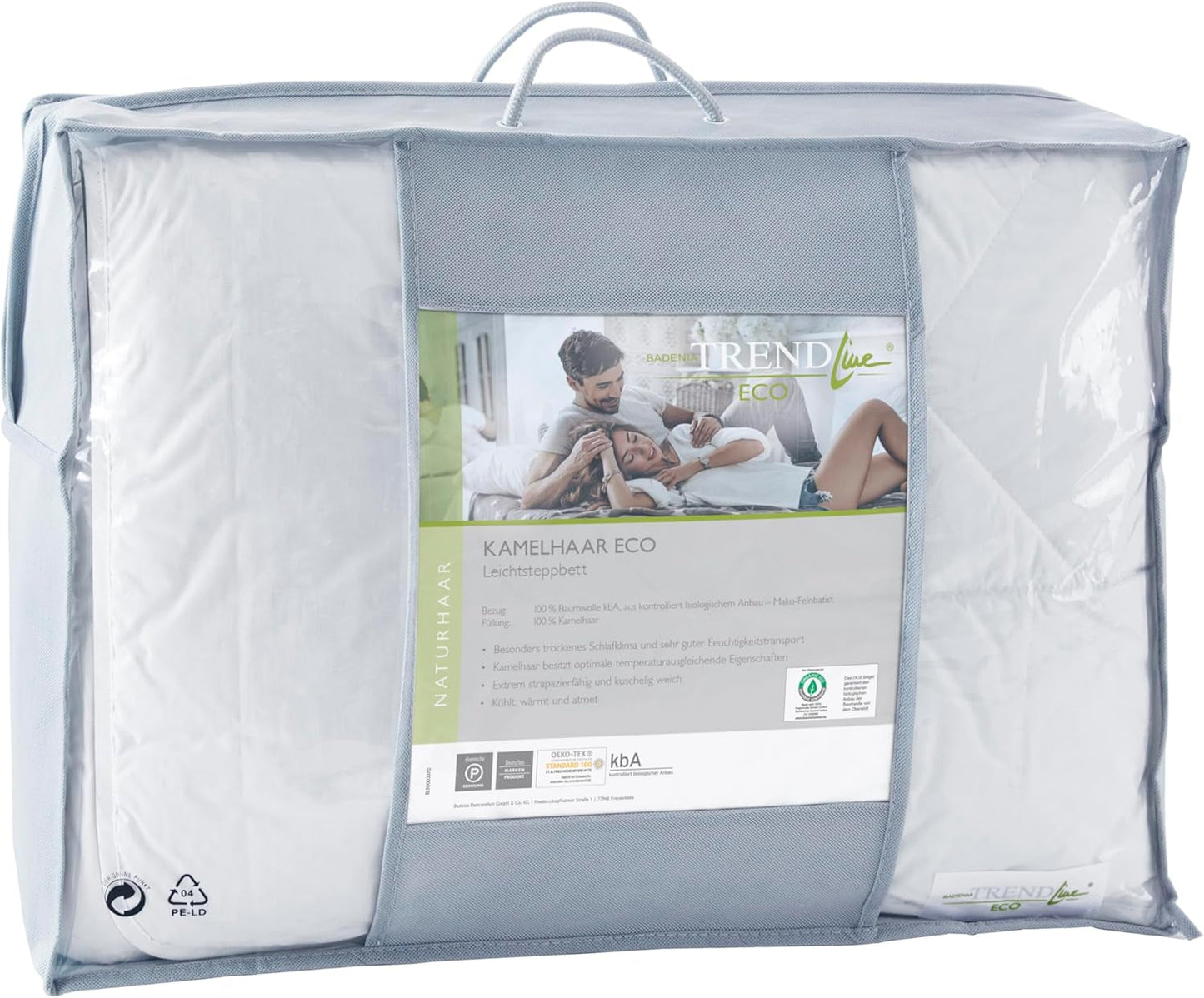 Badenia Trendline Eco Quilt Camel Lightweight 155 X 220 Cm, alb, certificat Öko-Tex, produs în conformitate cu standardul de calitate german Plapumi si pilote Naty Shop