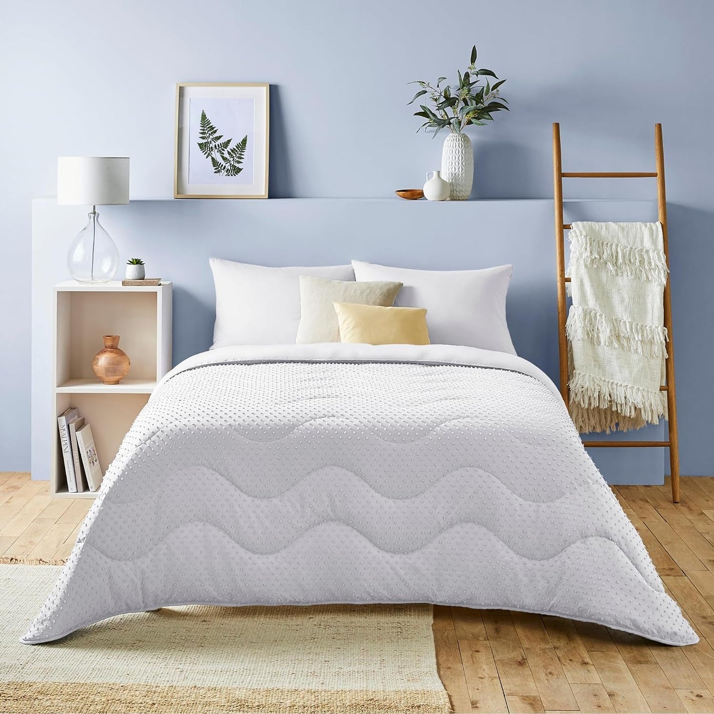 Night Lark Plapumă fără capac, 4.5 Tog, dimensiune rege, colecție Tufted Dot, lenjerie de pat de lux, hipoalergenic, lavabil la mașină, nisip cald Plapumi si pilote Naty Shop Alb Pat dublu