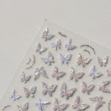 Glänzend Aurora Shell Schmetterling Nagelsticker Selbstklebend,Erleichterung Schmetterlinge Nail Sticker Rosa Laser Schmetterling Nagelaufkleber Für Frauen Nageldesign Zubehör Nagel Zubehör Nail Art