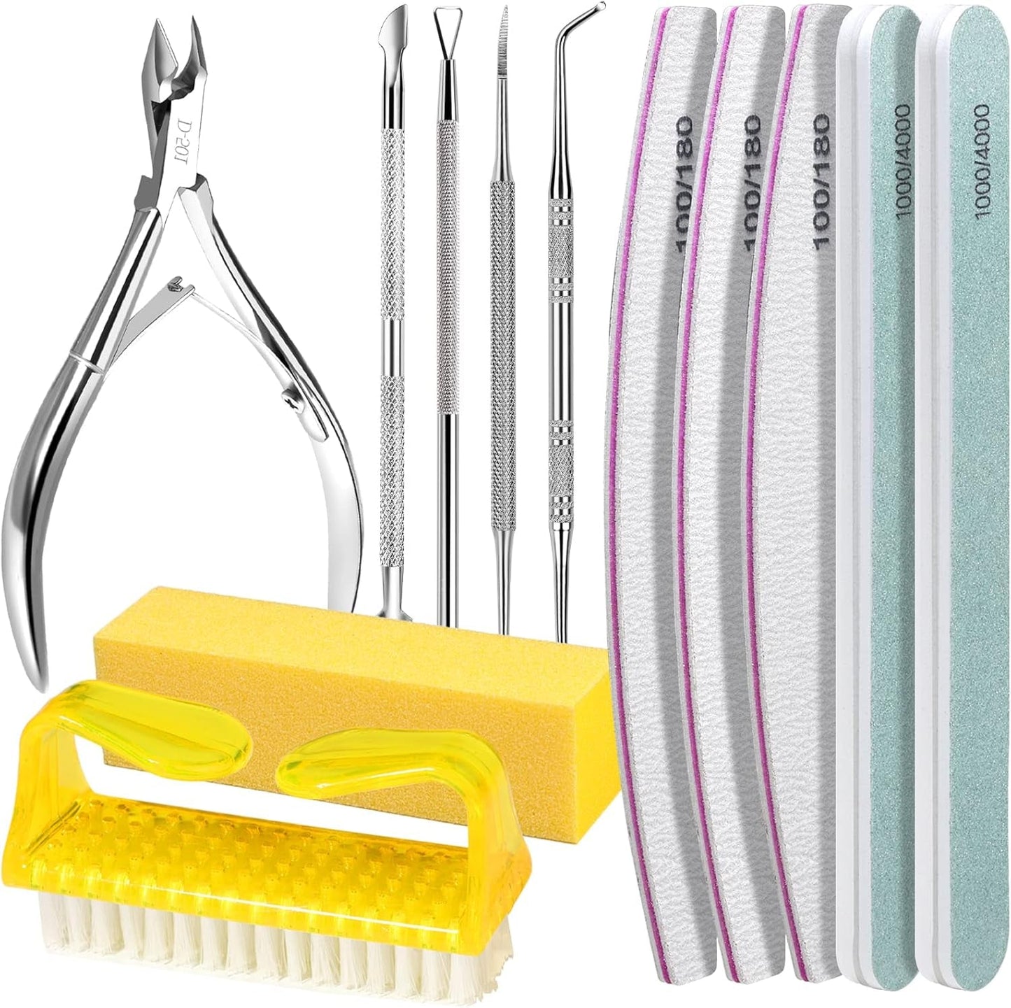 FANDAMEI Maniküre Set, Buffer Für Nägel, Nagelfeile 100/180, Nagelfeilen Für Gelnägel, Nagelhautschieber, Buffer Für Gelnägel, Feilen Für Gelnägel, Nagelzange, Nagelfeilen Set, Maniküre & Pediküre Set