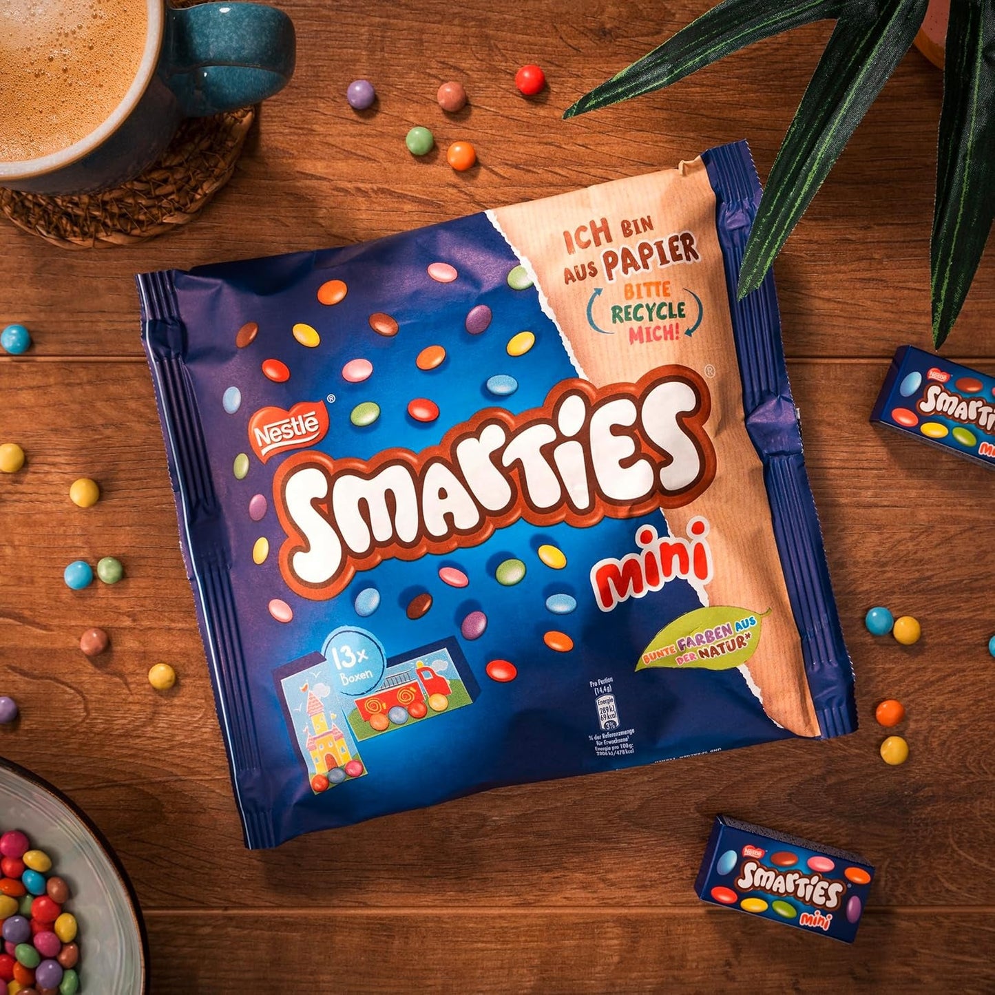 Nestlé SMARTIES Mini, linte mică cu ciocolată cu lapte, ambalată individual, pachet de 16 (16 x 187g)