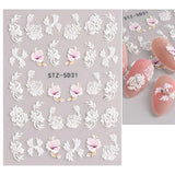 JMEOWIO 3D Nagelsticker Frühling Blume Nail Art Sticker Selbstklebend Nagelaufkleber 5D Stereoskopisch Buntes Sommer Blumen Dekoration Nageldesign Zubehör 4 Blatt