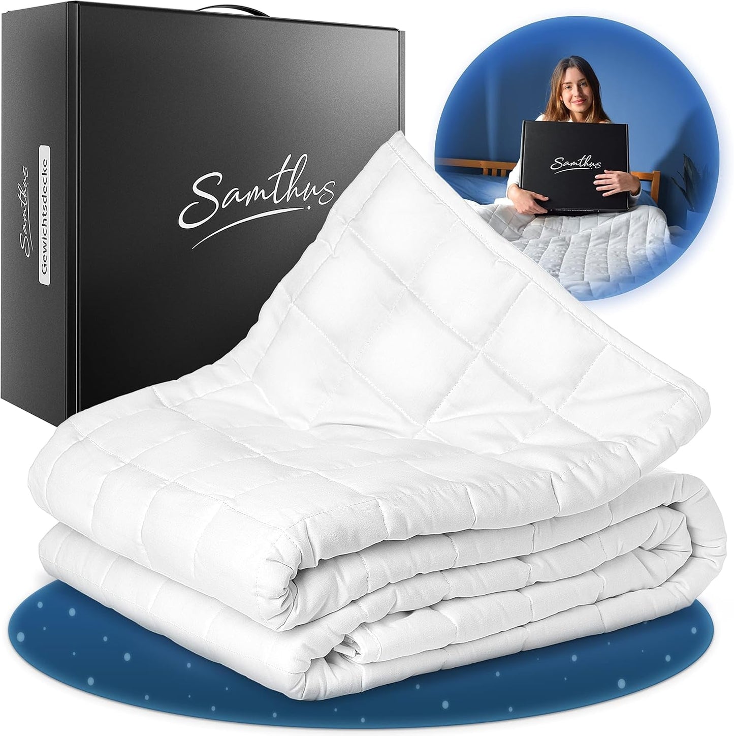 Samthus Pătură ponderată 135X200Cm 6Kg Certificată Oeko-Tex - Pătură de relaxare 100% bumbac - Pătură grea antistres și de terapie - Dormiți mai bine cu pătura noastră grea - Pătură ponderată Paturi si Cuverturi Besuche den Samthus-Store 135 X 200 Cm 6,0 Kilograme