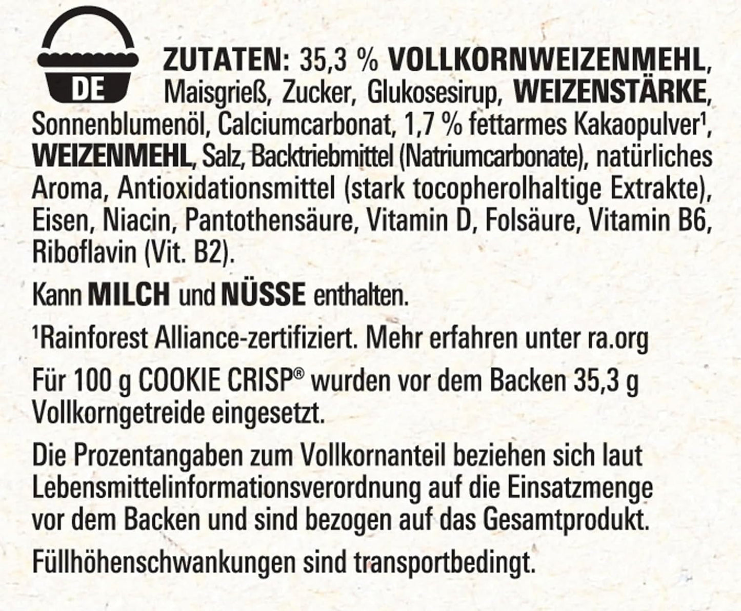 Nestlé Cookie Crisp (+20%), cereale cu cereale integrale sub formă de biscuiți pentru micul dejun pentru copii, pachet de 1 (1x450g)