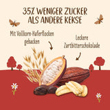 Biscuiți cu ovăz și ciocolată bio Allos | Biscuit crocant cu ovăz integral și ciocolată | Îndulciți cu miere | 6 x 130 g