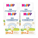 HiPP HA 2 Combiotik (4 x 600g) - Formulă de continuare după 6 luni, cu culturi naturale de acid lactic, fibre alimentare valoroase (GOS), Omega-3, proteine hidrolizate pentru sisteme imunitare sensibile