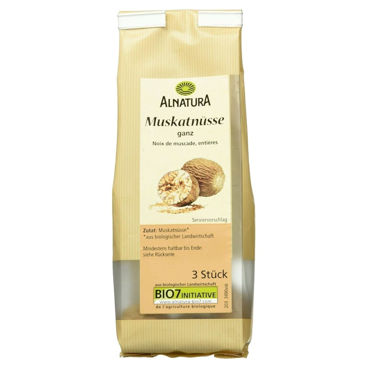 Nucșoară organică întreagă, 3 bucăți Condimente Naty Shop