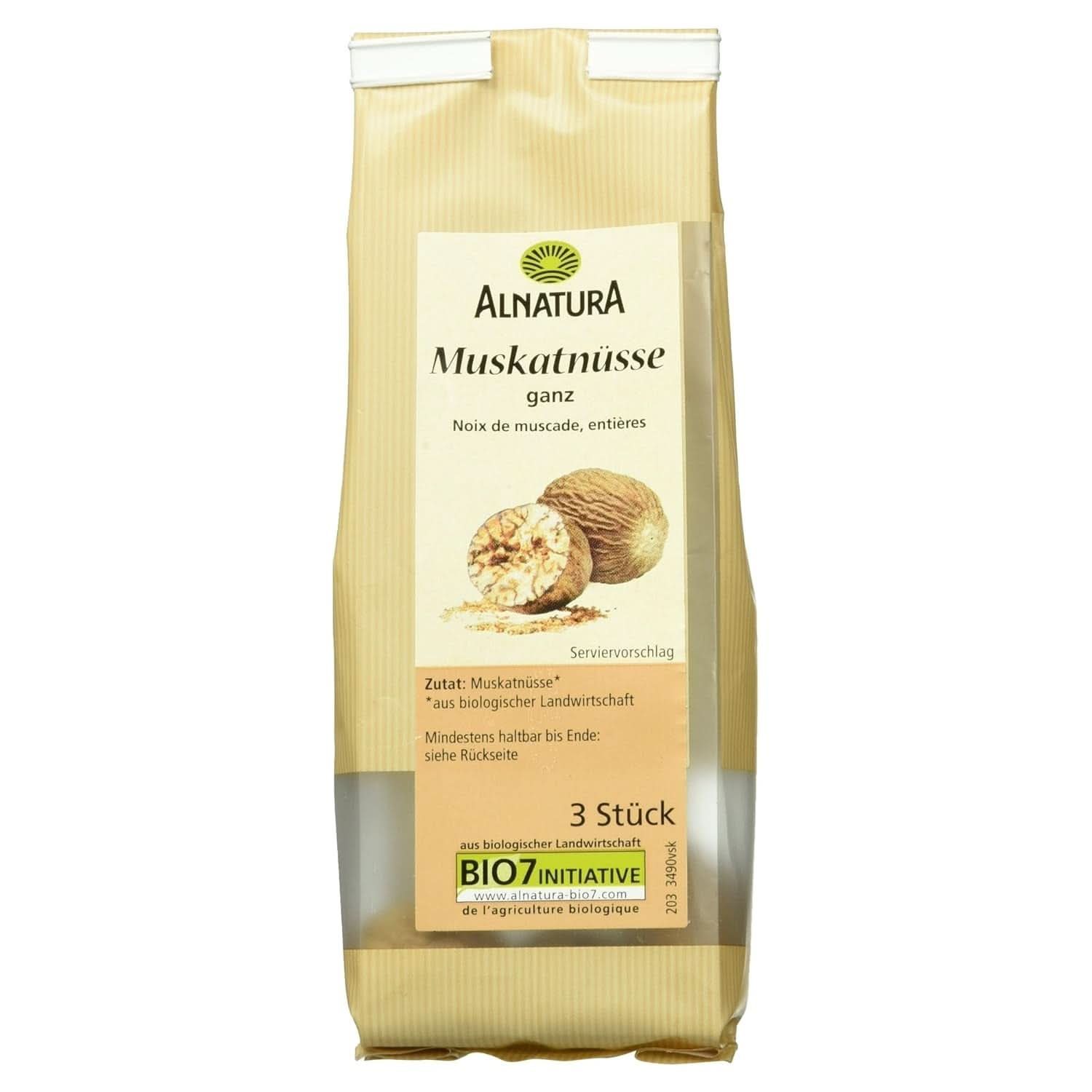 Nucșoară organică întreagă, 3 bucăți Condimente Naty Shop