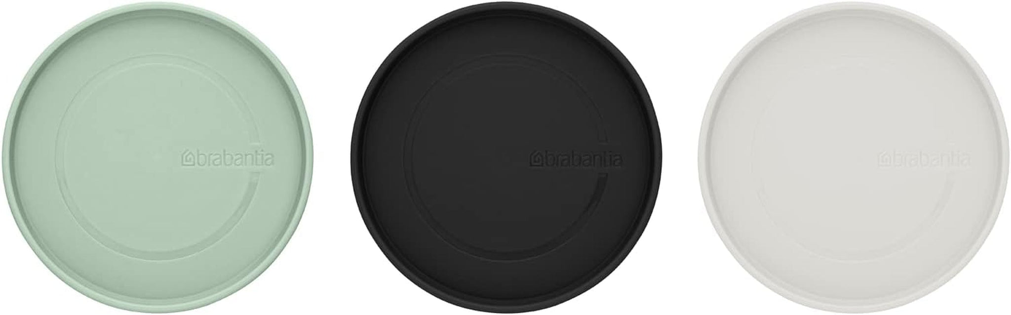 Brabantia - Recipient de sticlă stivuibil cu capac - Set de 3 - Depozitare alimente - Păstrează alimentele proaspete pentru mai mult timp - Sigiliu din silicon - Se spală în mașina de spălat vase - Gri închis/gri deschis/verde jad - 0.3L/0.6L/1.1L Cutii depozitare alimente Naty Shop