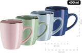 MÄSER 931870 Ramă metalică, Set de veselă modern pentru 4 persoane cu ramă de culoarea alamei, Set combinat de 16 piese cu forme de coupe fără ramă, Multicolor, Gresie, Pastel'n'Blue