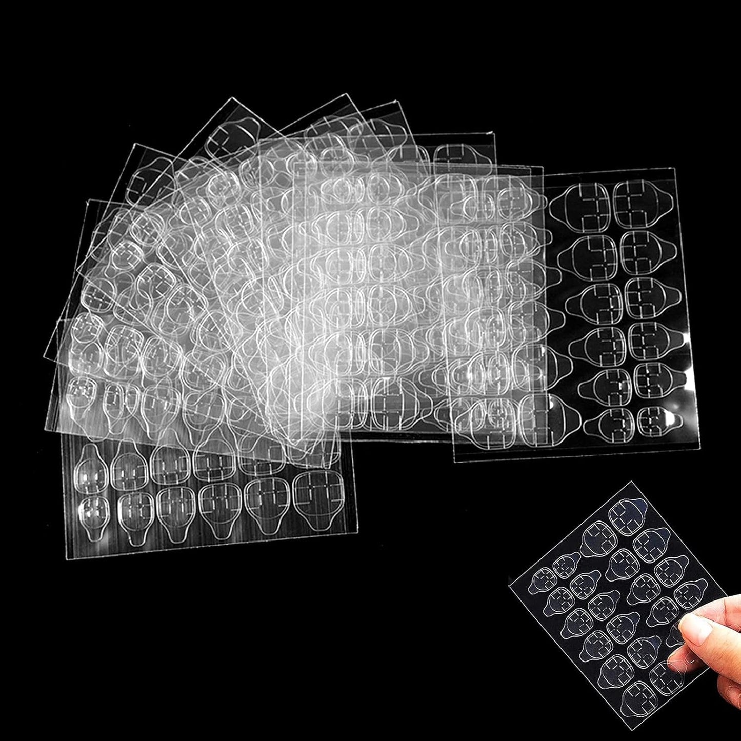 360 buc benzi autoadezive transparente pentru unghii, lipici pentru unghii, benzi autoadezive față-verso, decorare manichiură DIY transparentă