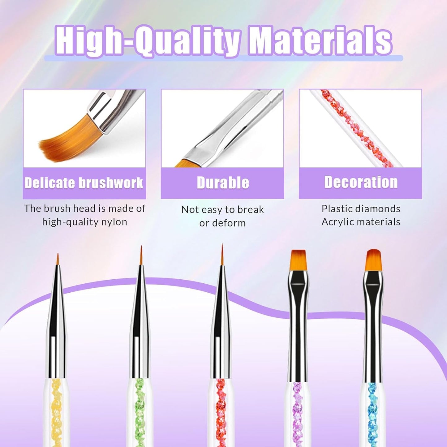 Sularpek 6 Stück Nagel Pinsel, Nail Art Pinsel, Pinsel Nageldesign, Nagel Pinsel Set, Nail Art Dotting Tools Mit 1 Sponge Brush Applikator, Nageldesign Zubehör Für DIY Nail Art Design