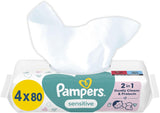 Șervețele umede Pampers Sensitive pentru bebeluși, 15 pachete a câte 80 de șervețele, 1200 de șervețele umede pentru bebeluși, curățare delicată 2 în 1 și protecție a pielii
