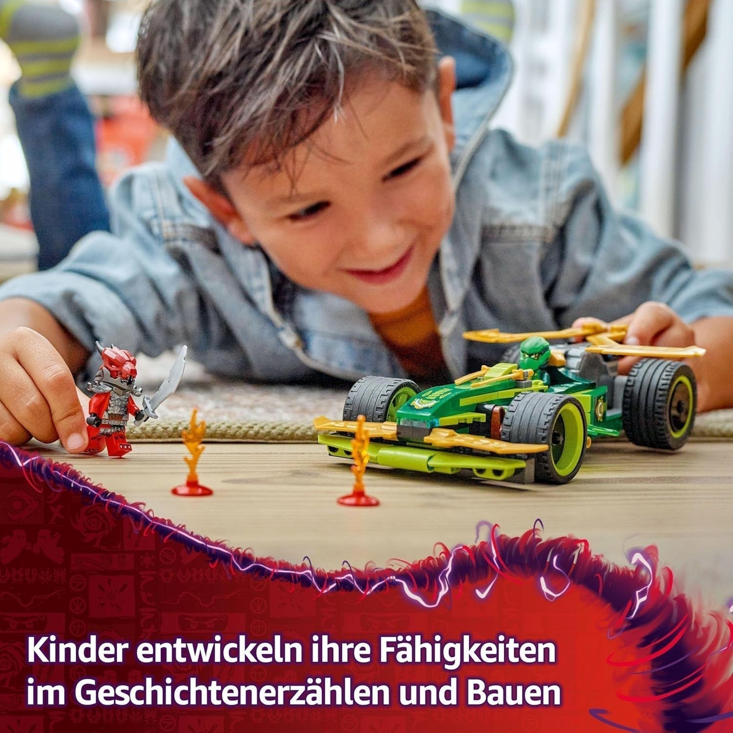 LEGO NINJAGO Lloyd's Action Speedster - Mașină de construit jucărie cu 2 minifigurine pentru jocuri de rol, mașină de construit jucărie pentru copii - cadou pentru băieți și fete de la 7 ani 71828 Seturi de constructie Besuche den LEGO-Store