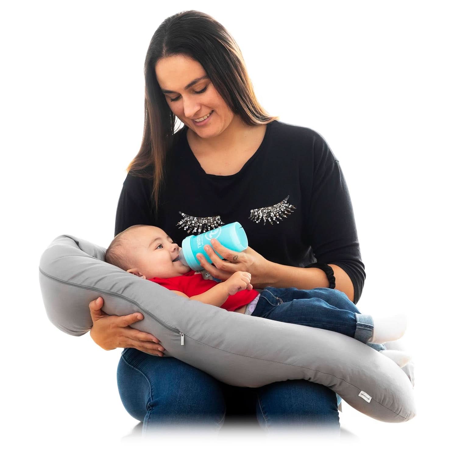 Innovagoods - Pernă de alăptare multifuncțională, Design ergonomic pentru relaxarea mamei și a copilului, Reglabilă pentru diferite poziții, Lavabilă, Colorată, Polycotton Accesorii Hrana si Alaptare Bebe Naty Shop